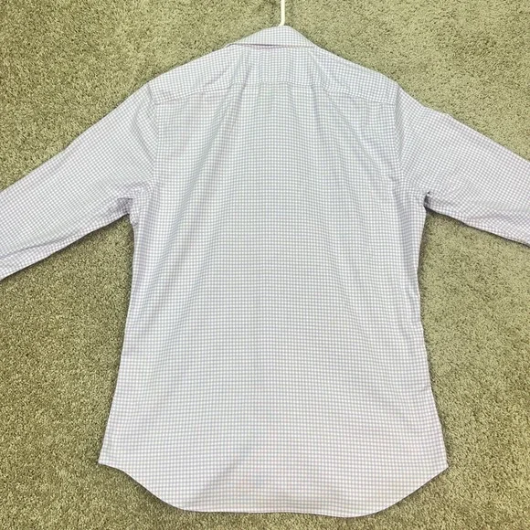Banana Republic Mens M Tailored Slim Fit Non Iron Light Purple Check Dress  Shirt - inbetweenathome.nl